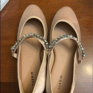 Torrid Nude Satin Ballet Flats with Gems